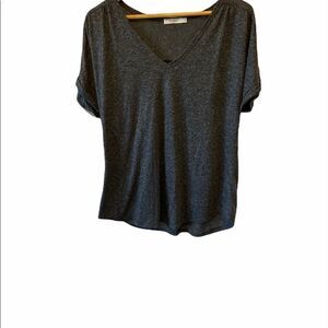 RICKIS Grey Linen&Cotton Blend Metallic Flex Tee L